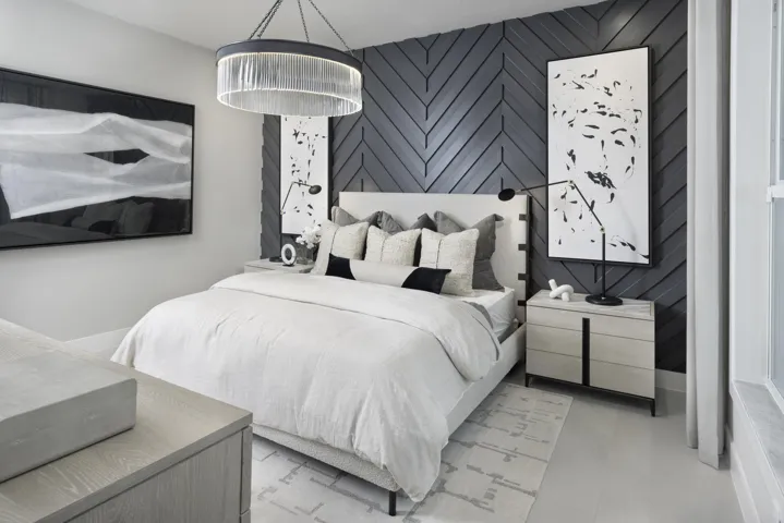 Stock photos represent builder's floorplan