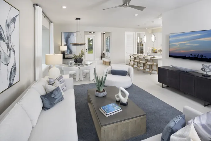 Stock photos represent builder's floorplan