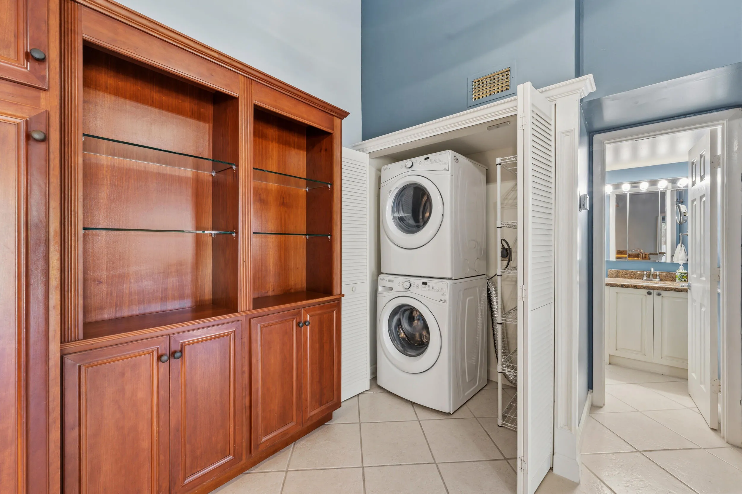 Laundry closet in dining area