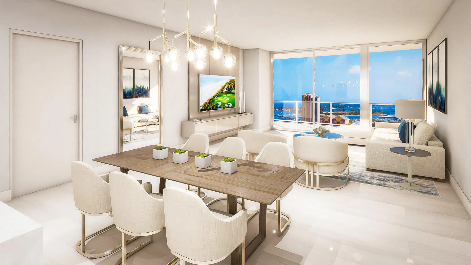 Dining and Living Area Rendering; South
