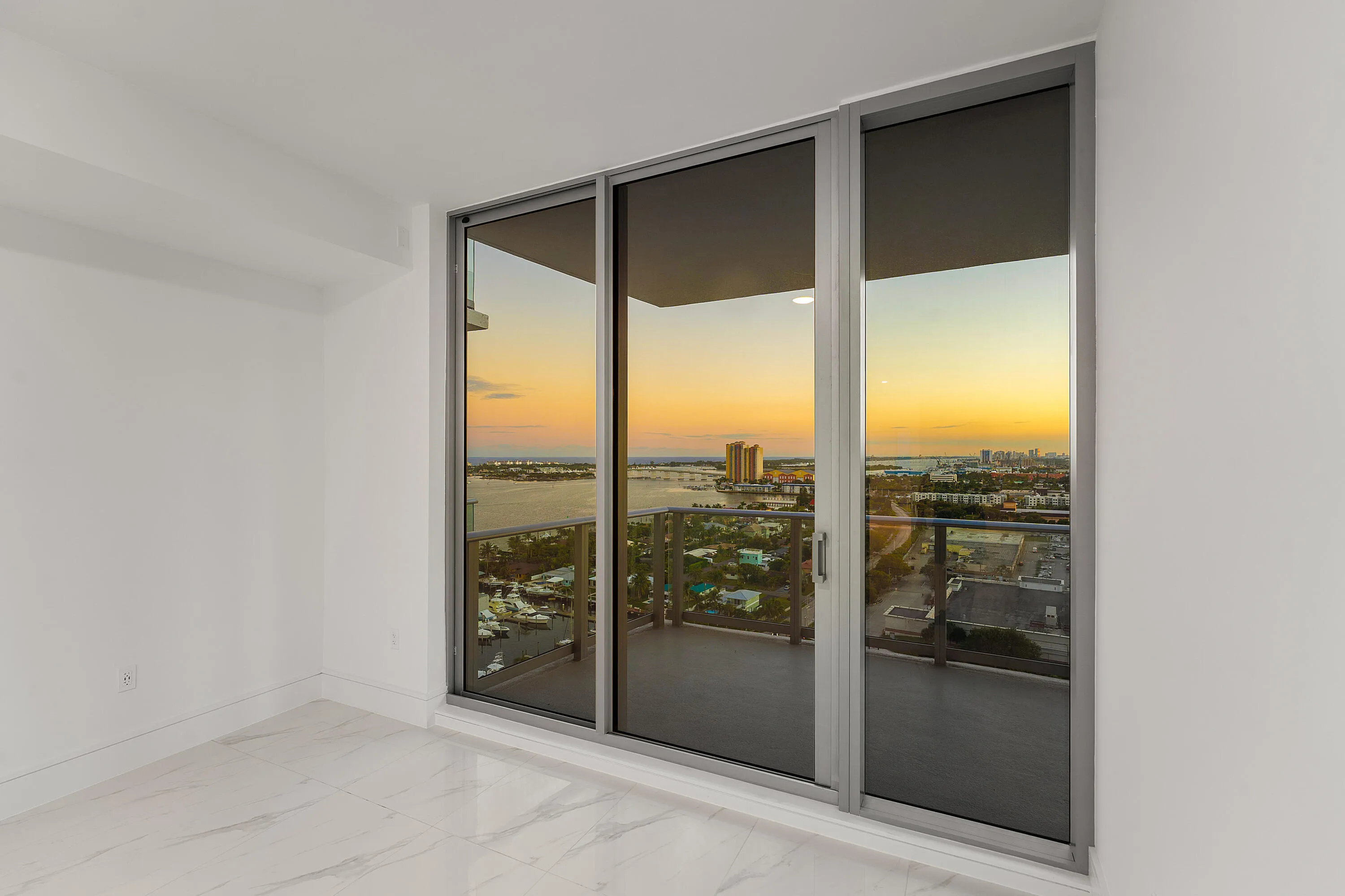 Primary; Sunset; South; Floor-to-Ceiling Sliders open to Terrace