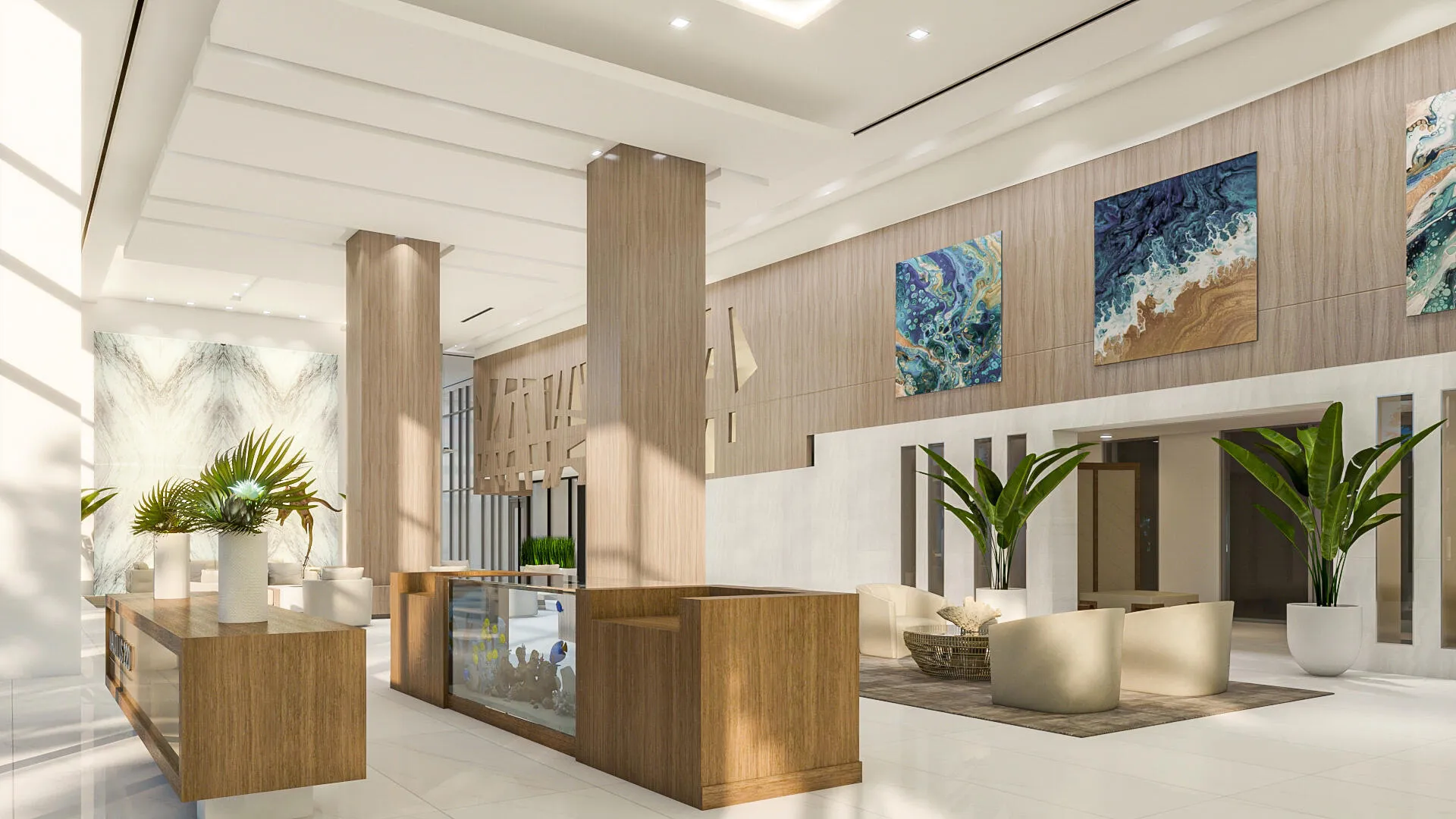 Nautilus 220 Lobby Rendering; Fish Aquarium
