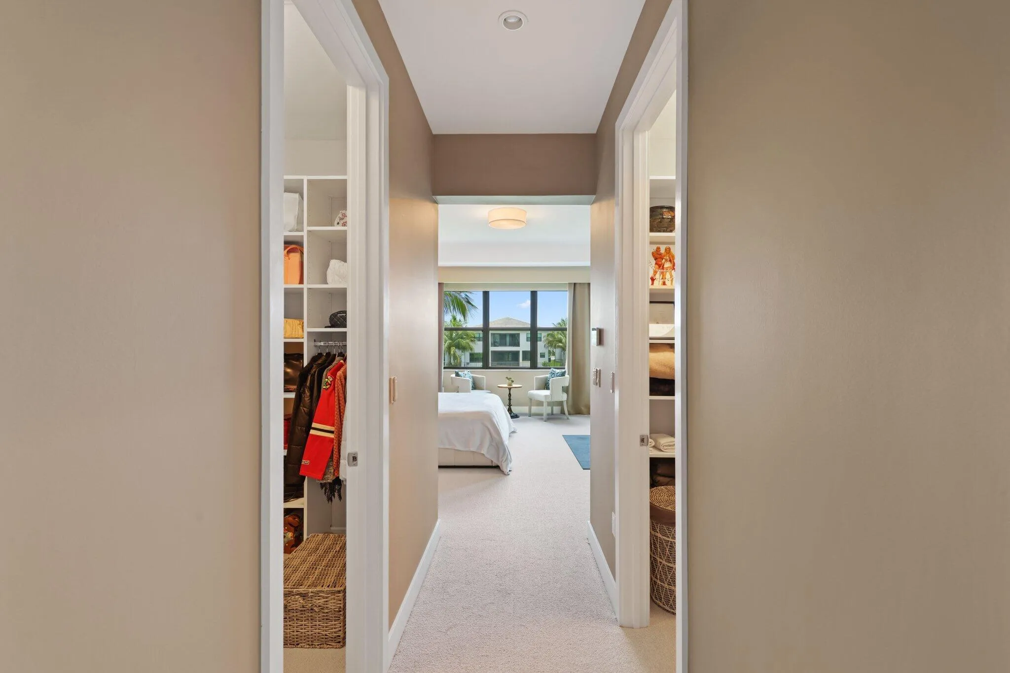 Entrance to the Primary bedroom w Dual Closets