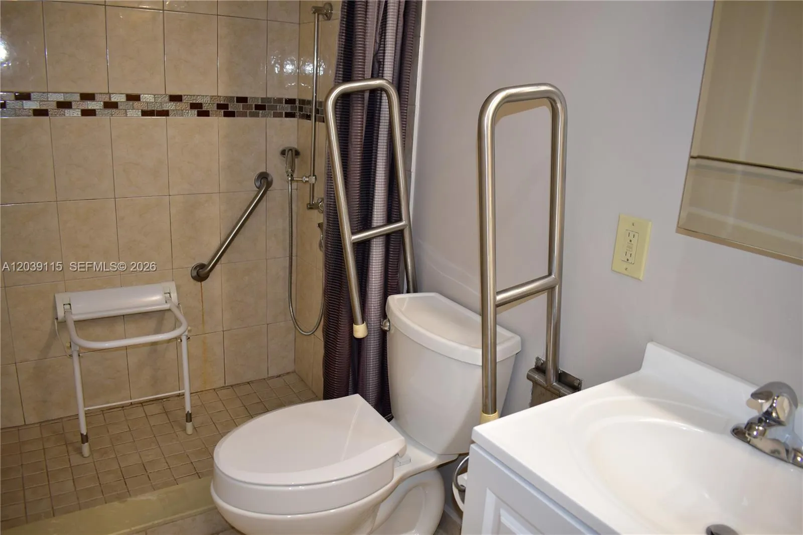elevated toilet and low shower threshold