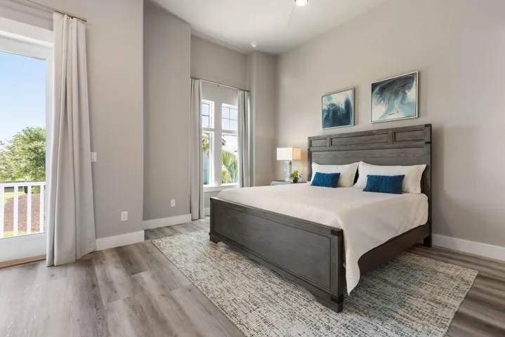 Calm, airy, and beautifully private, this second-floor guest ensuite offers a relaxing retreat where guests can unwind in complete comfort after a day on the water or at the beach.