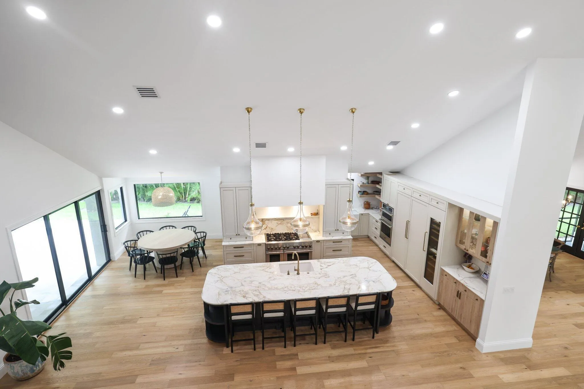 Aerial view of main living spaces