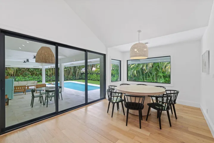 Kitchen table and view of pool area