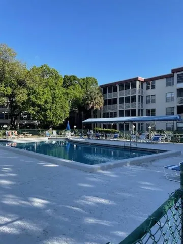Pool and patio in courtyard.