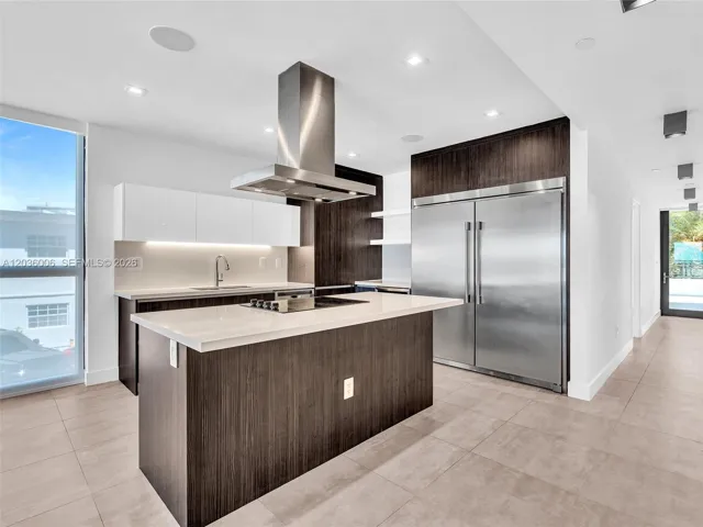 Custom kitchen with island.