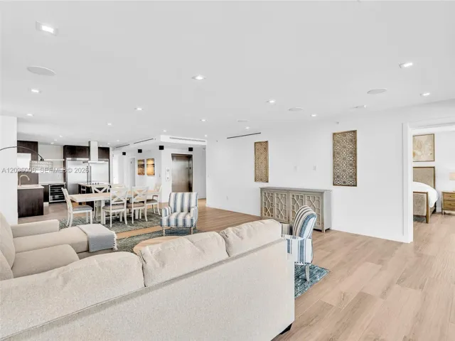 Living space with direct bay views.