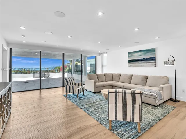 Living space with direct bay views.