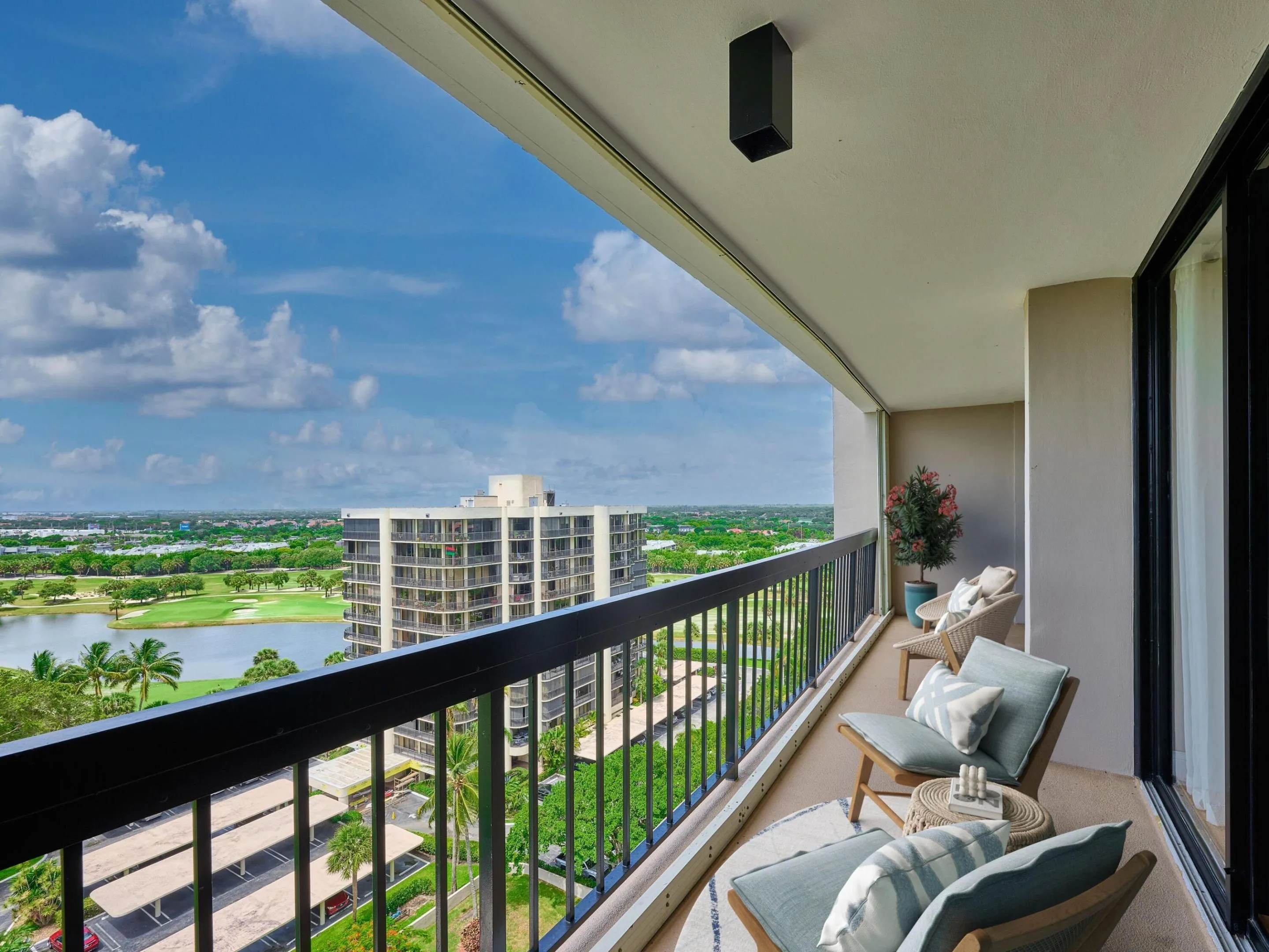 Talk about a view! The balcony runs the width of the great room and bedroom for stunning south, east, and west views.