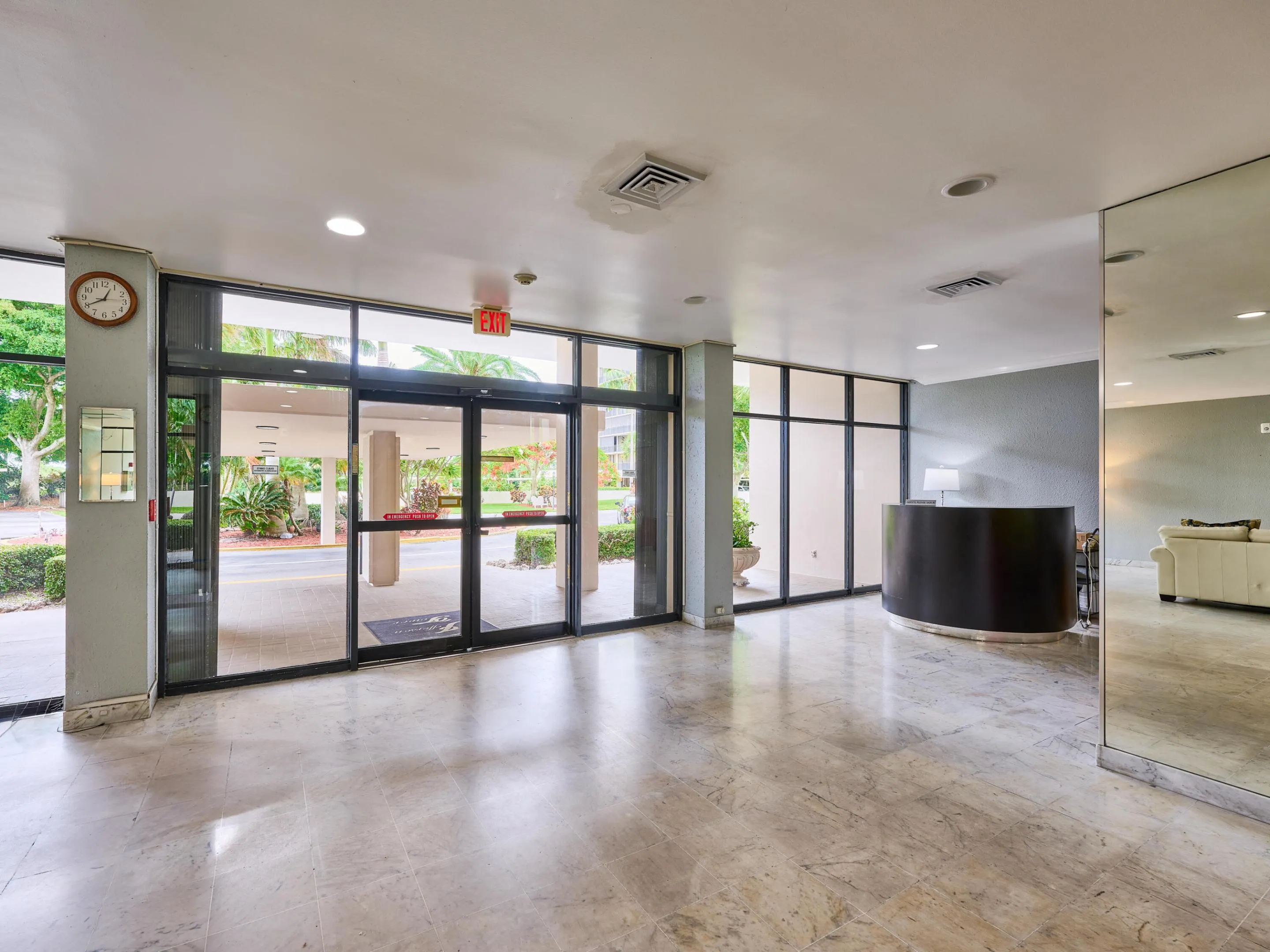 Entrance with manned front desk.
