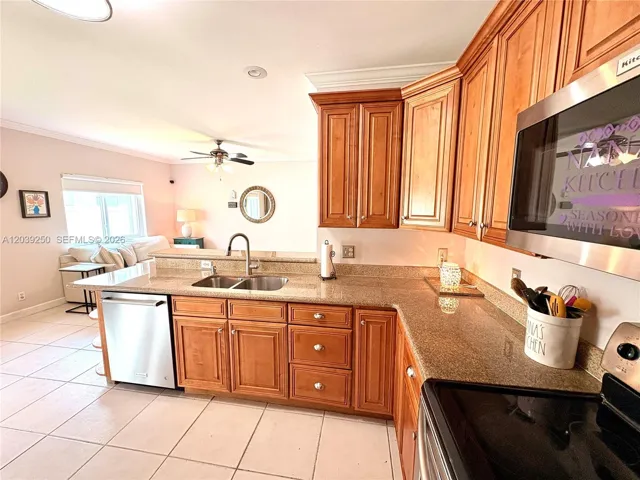 Kitchen opens into the family room