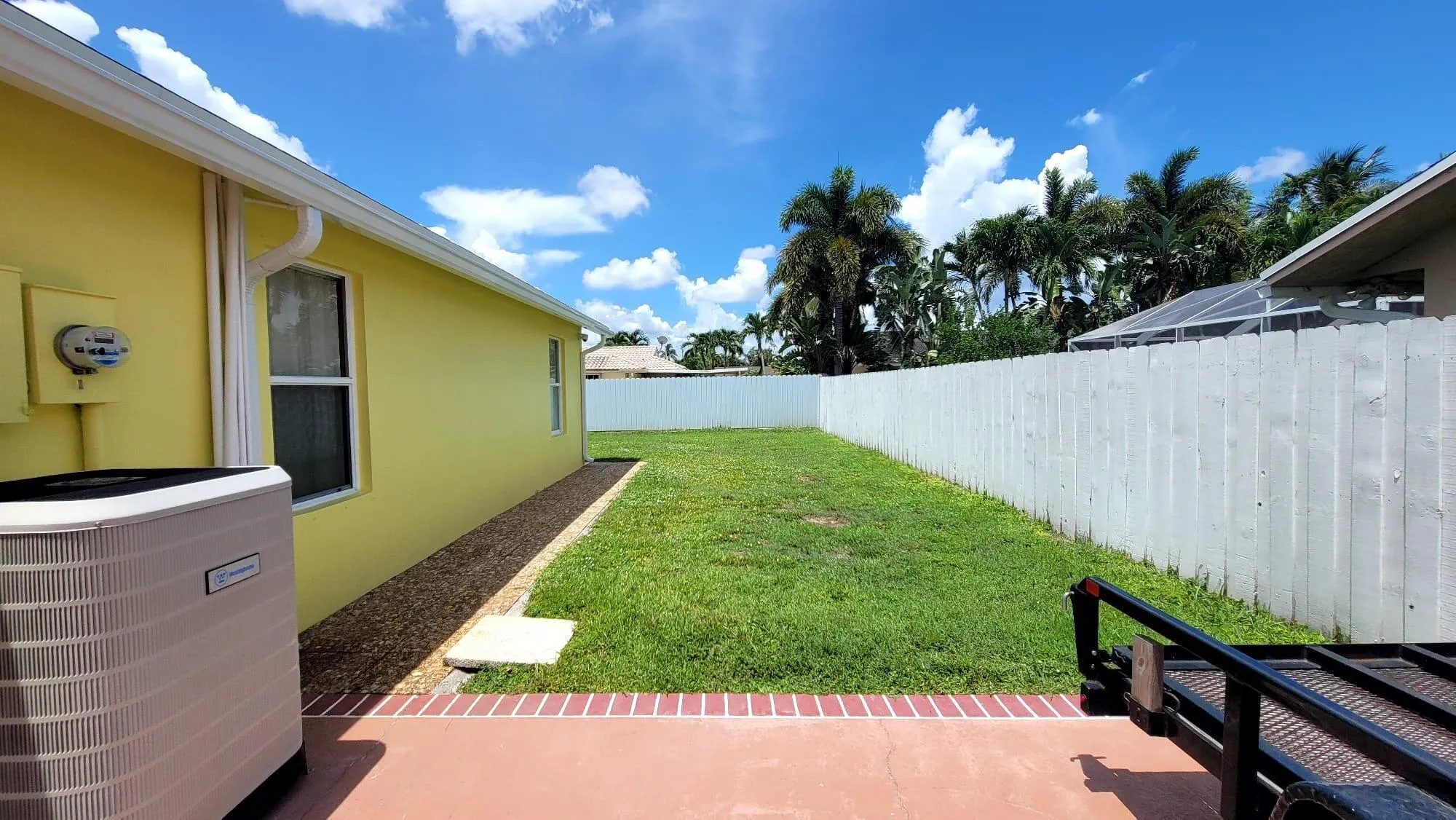 fenced side yard