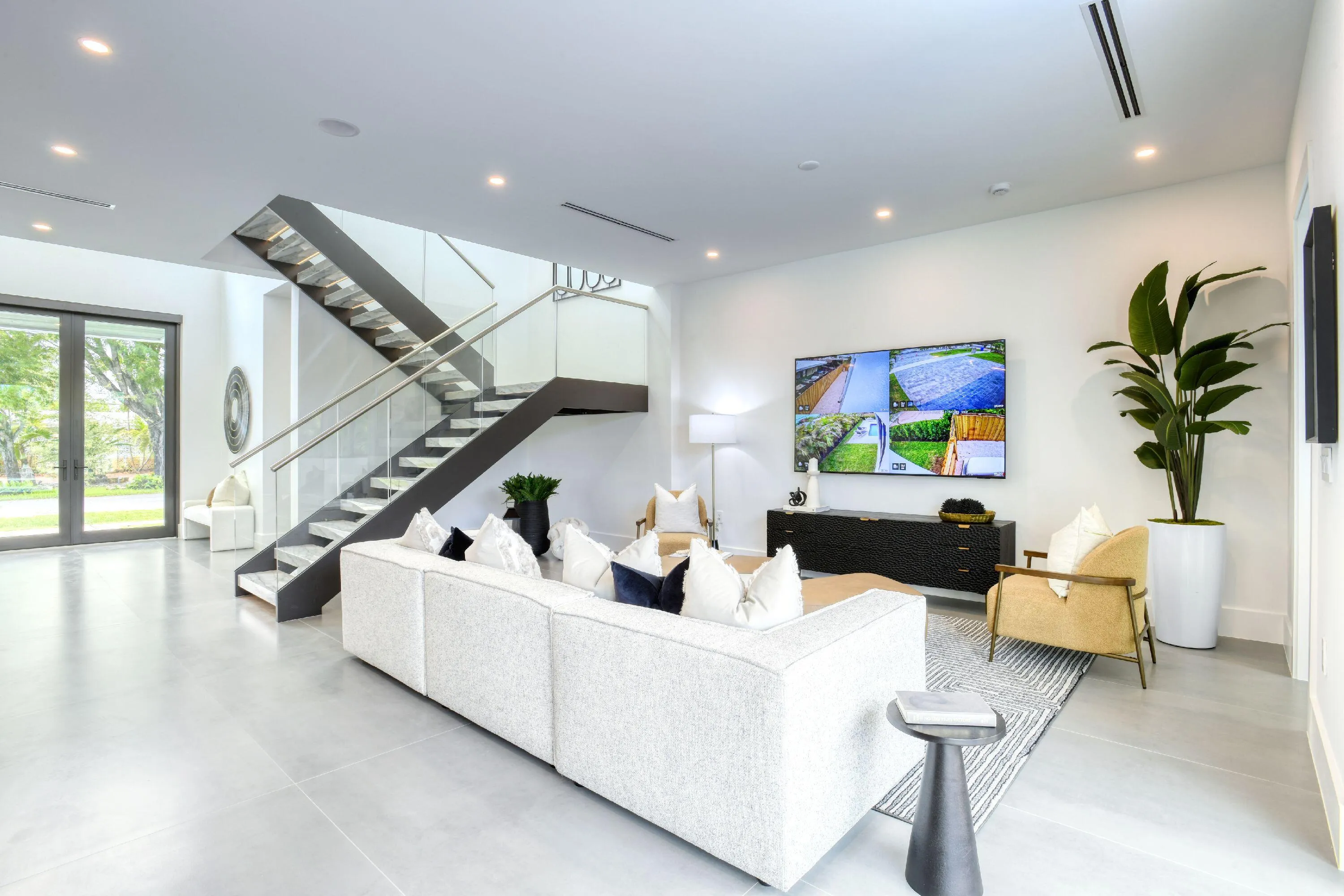 Stairs and living