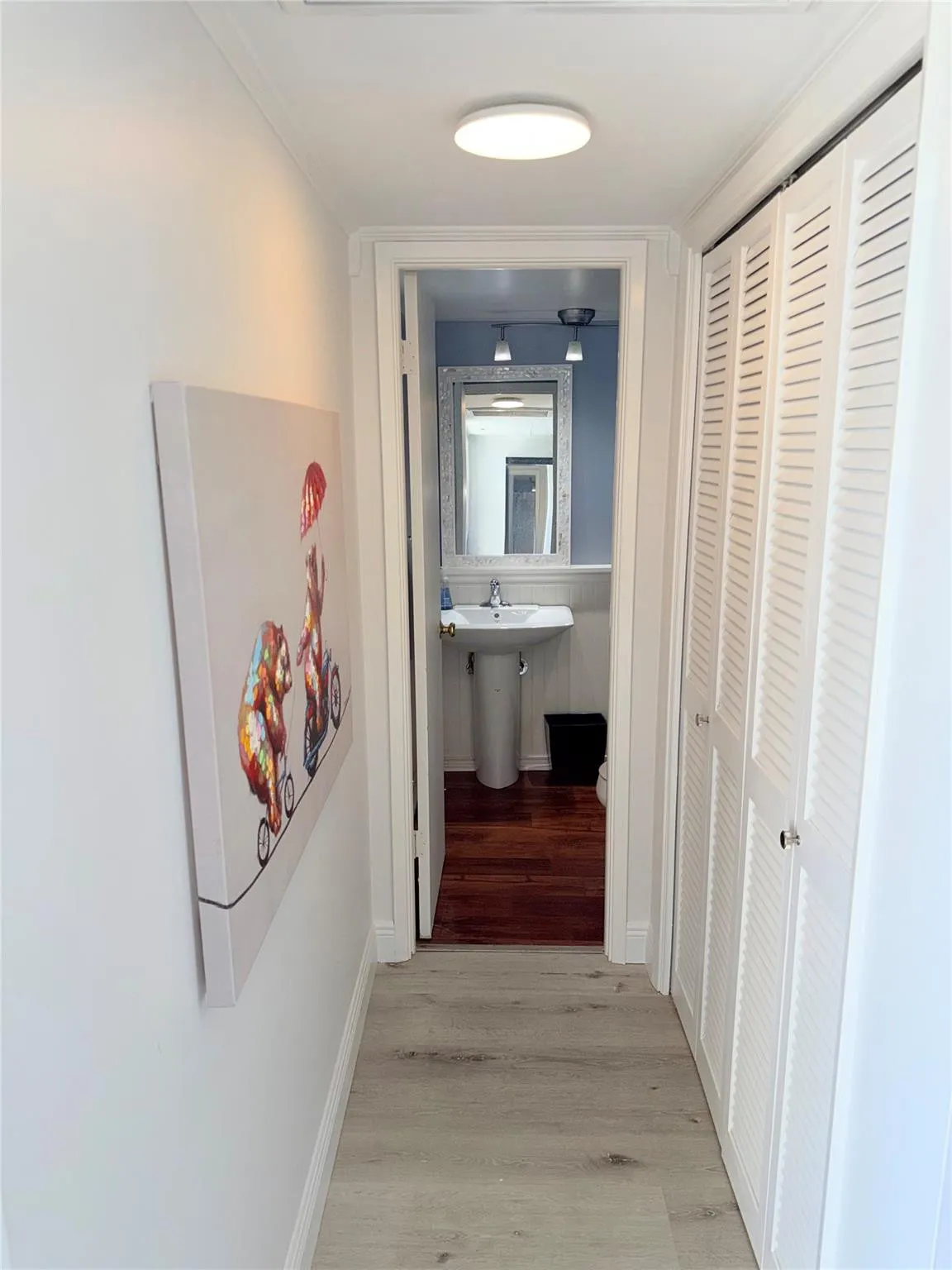 Hallway to half bath