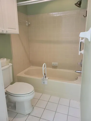 Lots of storage space in this bathroom as well as a full tub and shower.