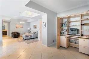 office area with built in, in open position