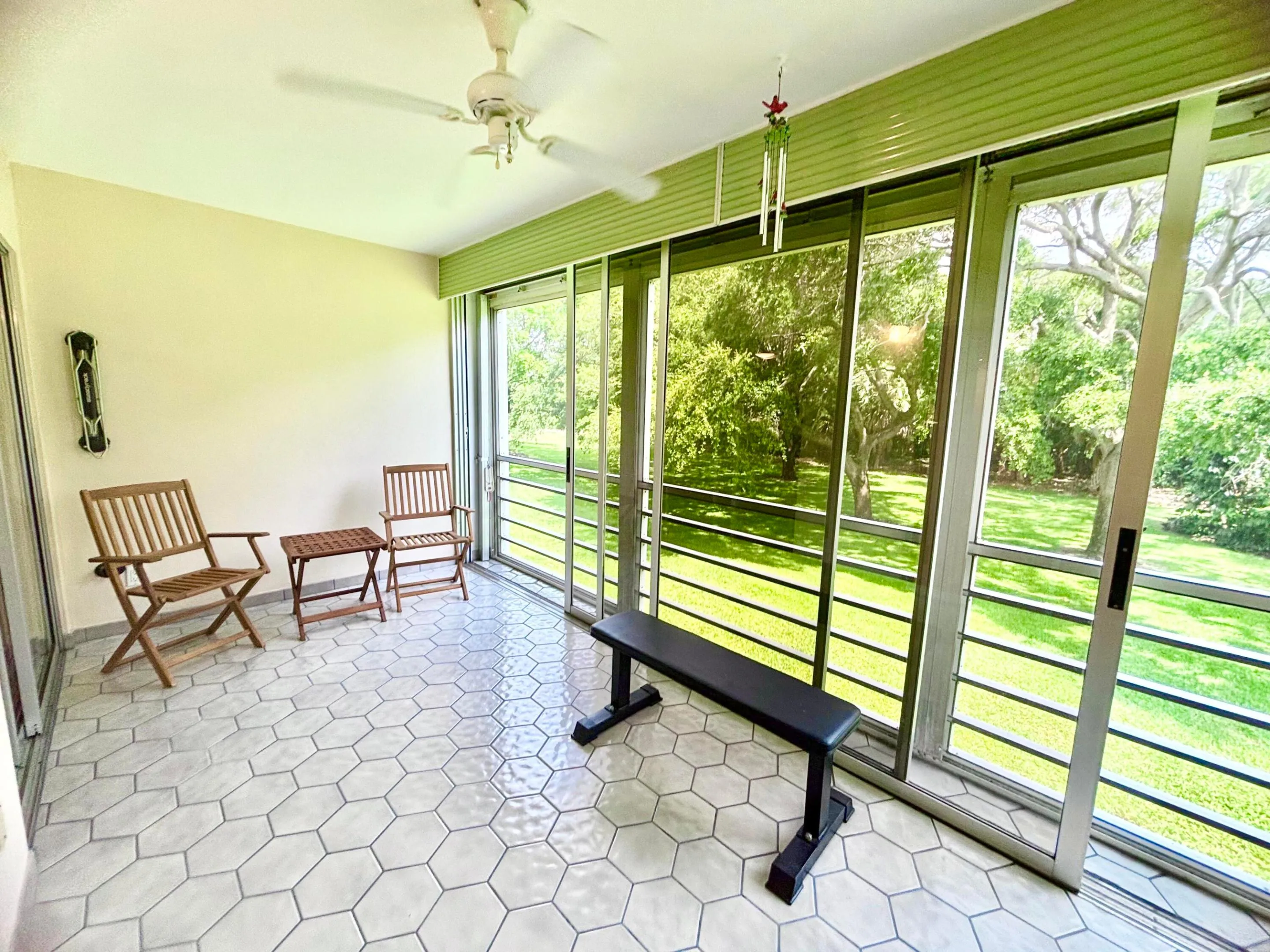 Enclosed Patio Overlooking Nature Preserve, Roll Down Hurricane Shutters