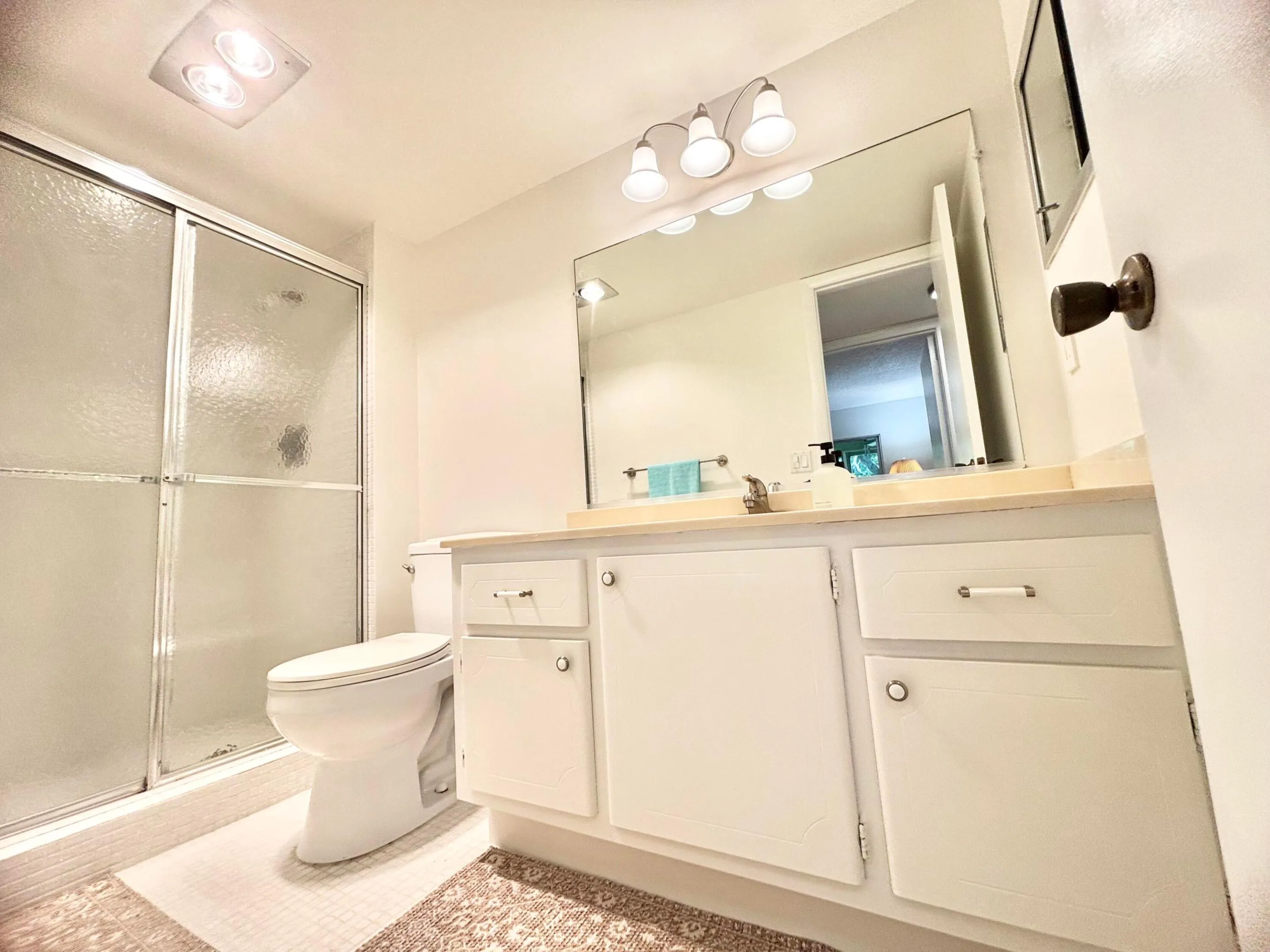 Guest Bathroom Features Walk Out Shower