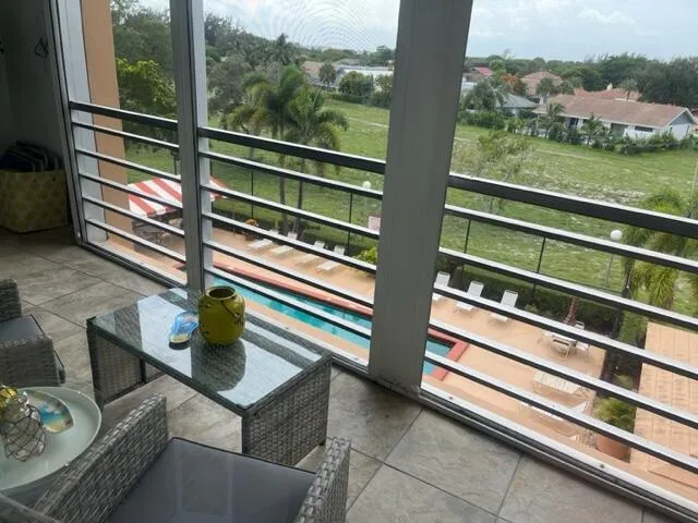 Patio overlooking pool