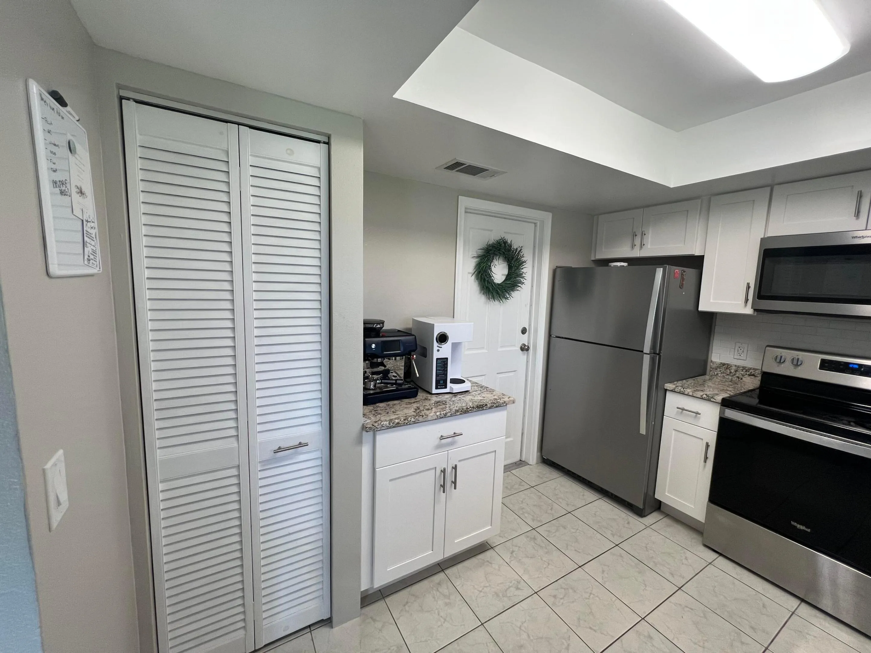 Whirlpool Stainless steel appliances.