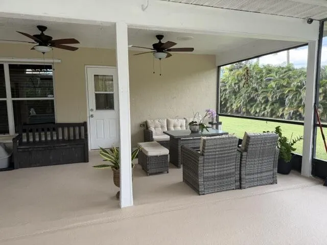 covered porch, screened