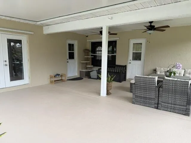 covered porch, screened