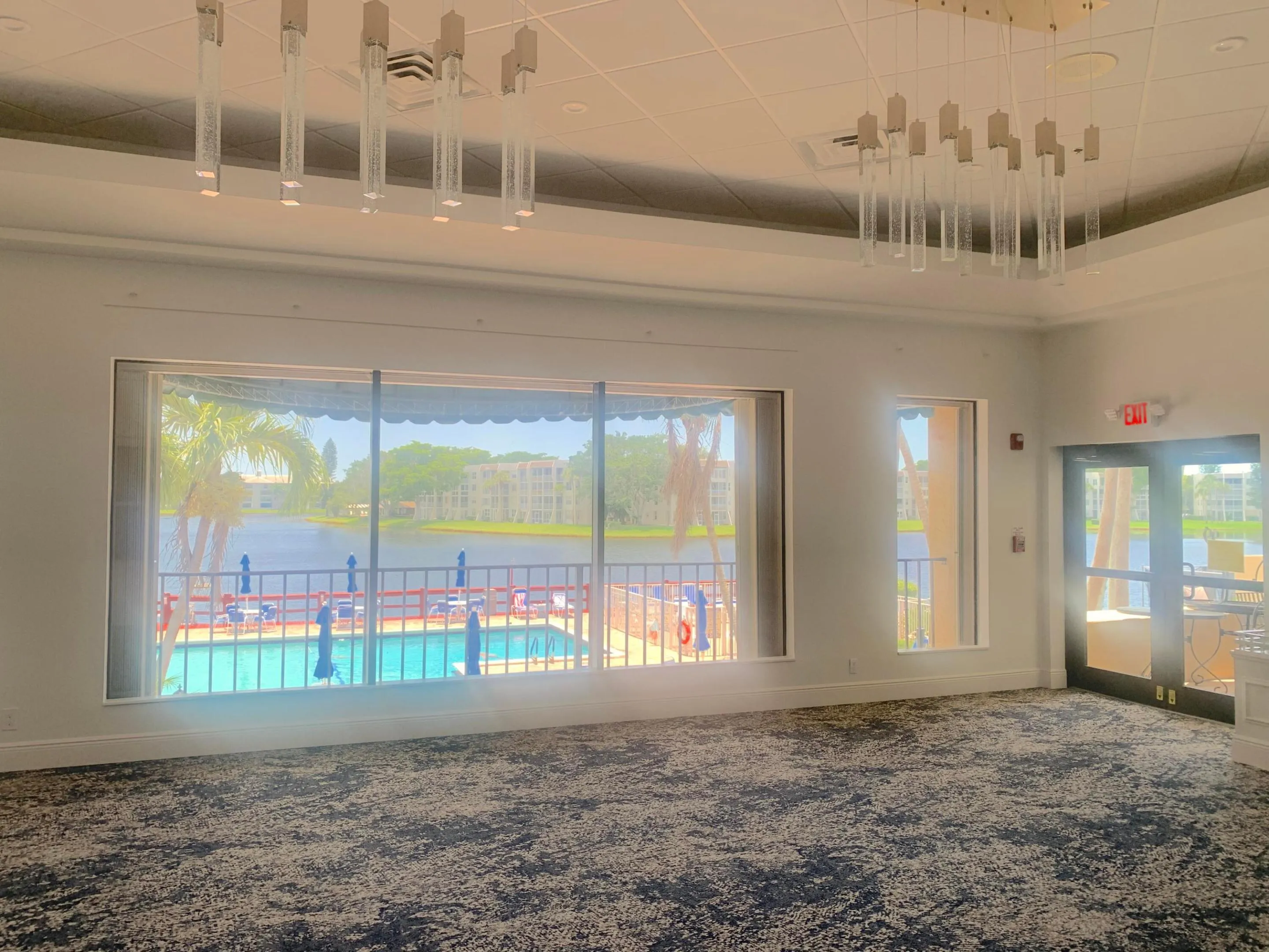 Private room overlooking clubhouse pool