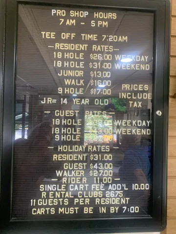 Golf fees - 18 hole private course