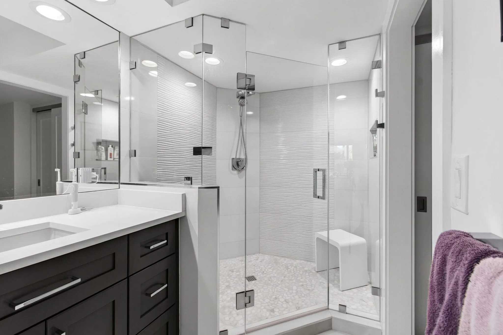 with spacious shower