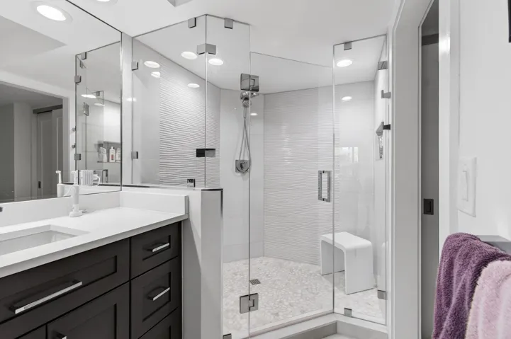 with spacious shower