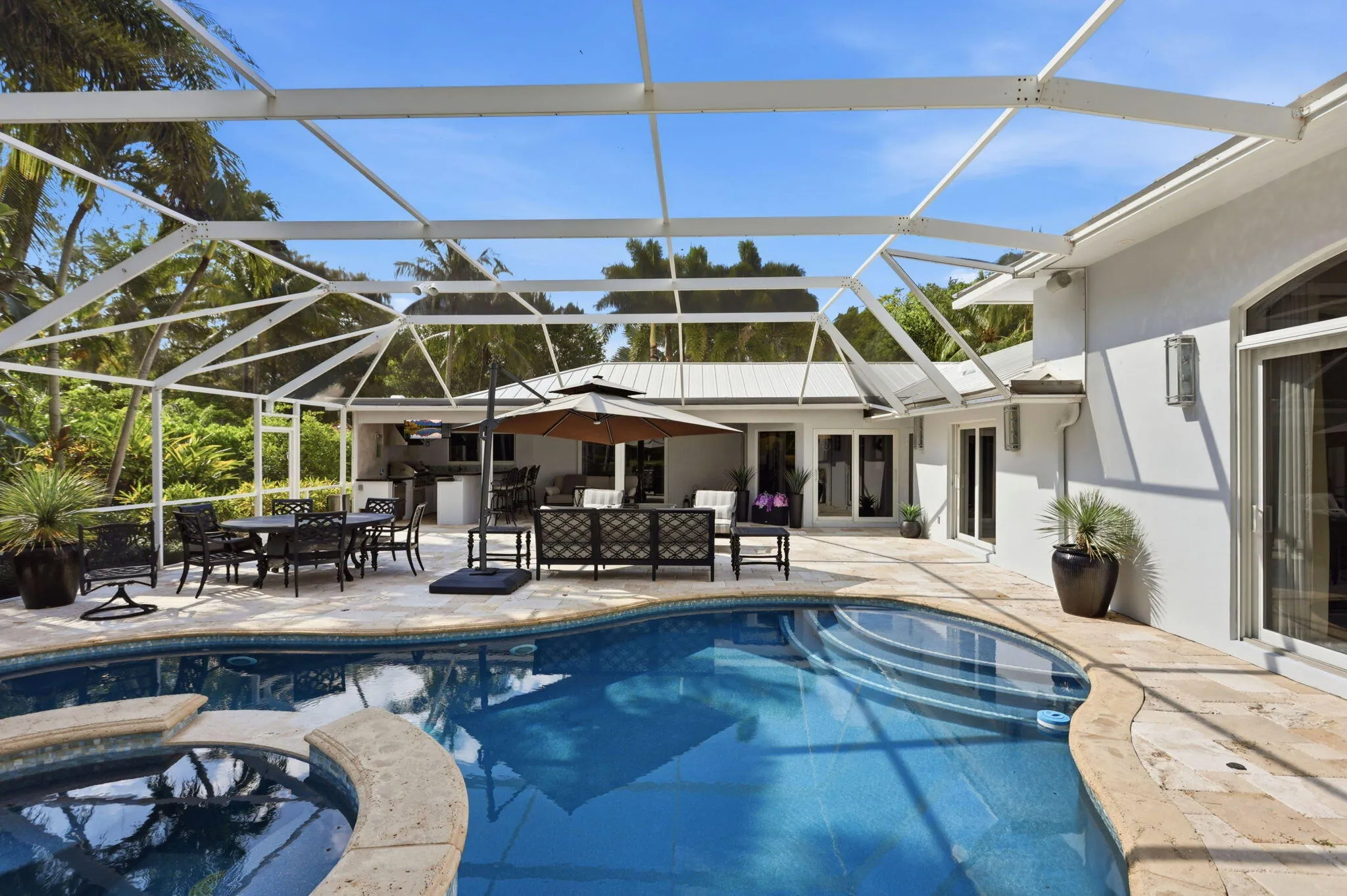 Screened in pool area