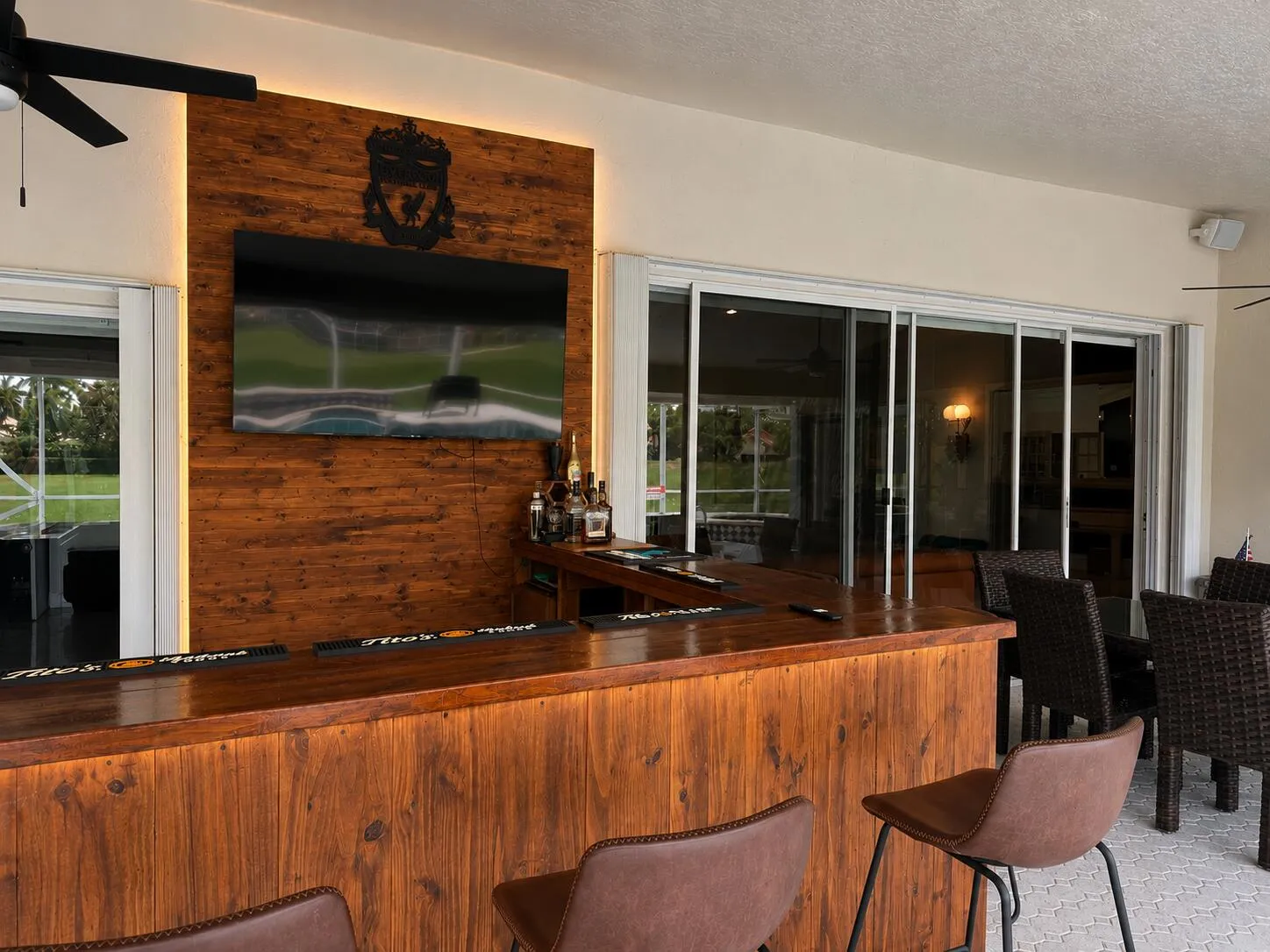 outdoor bar with TV