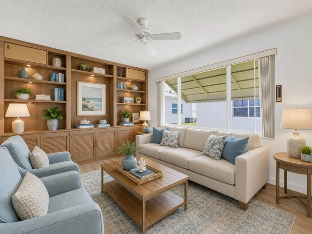Family room staged