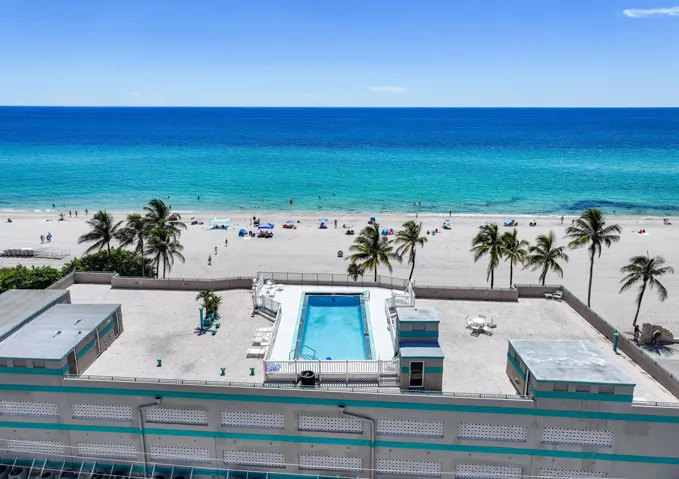 Roof top pool and large sun deck