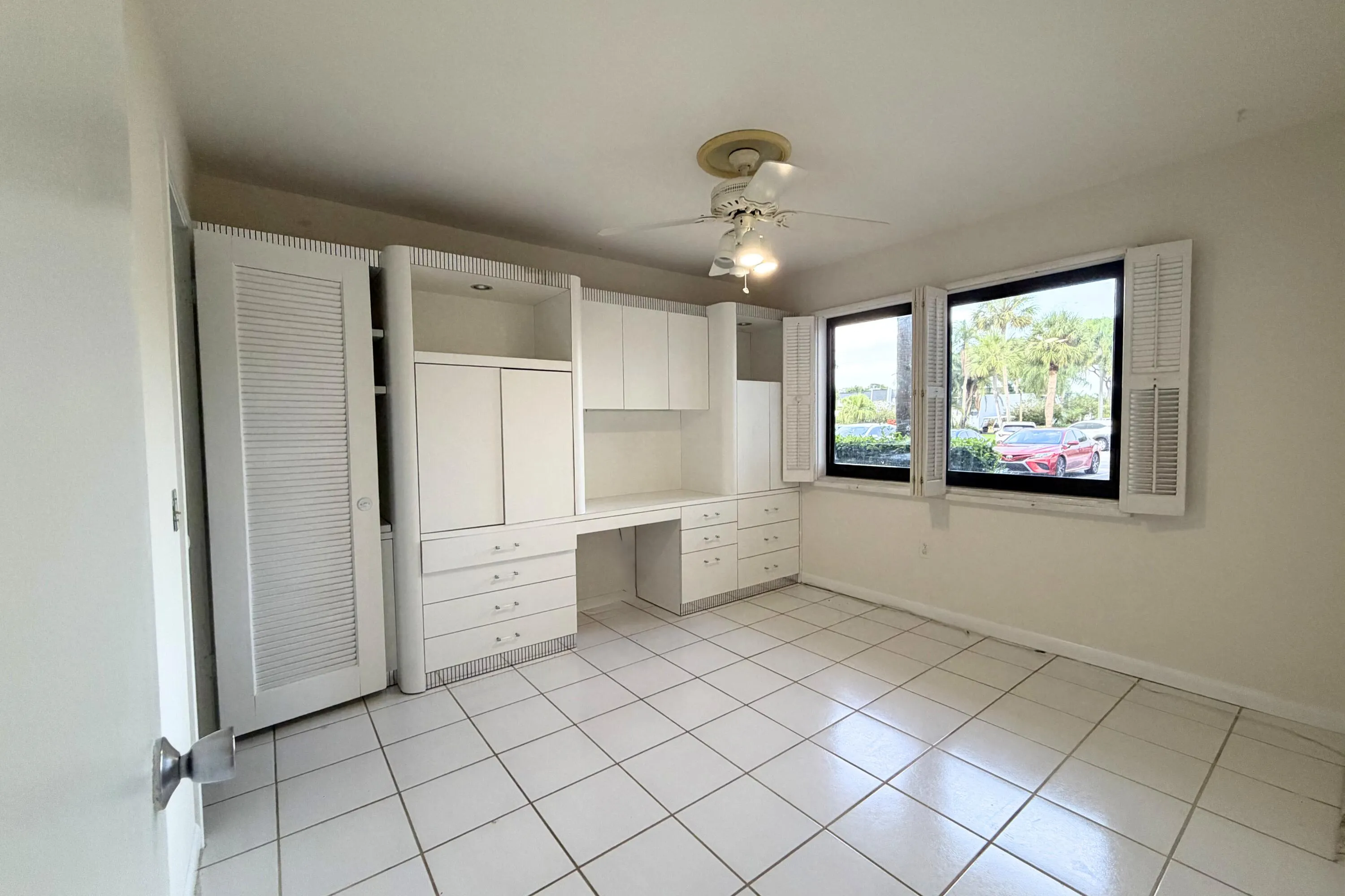 Built-in cabinets and walk-in closet.