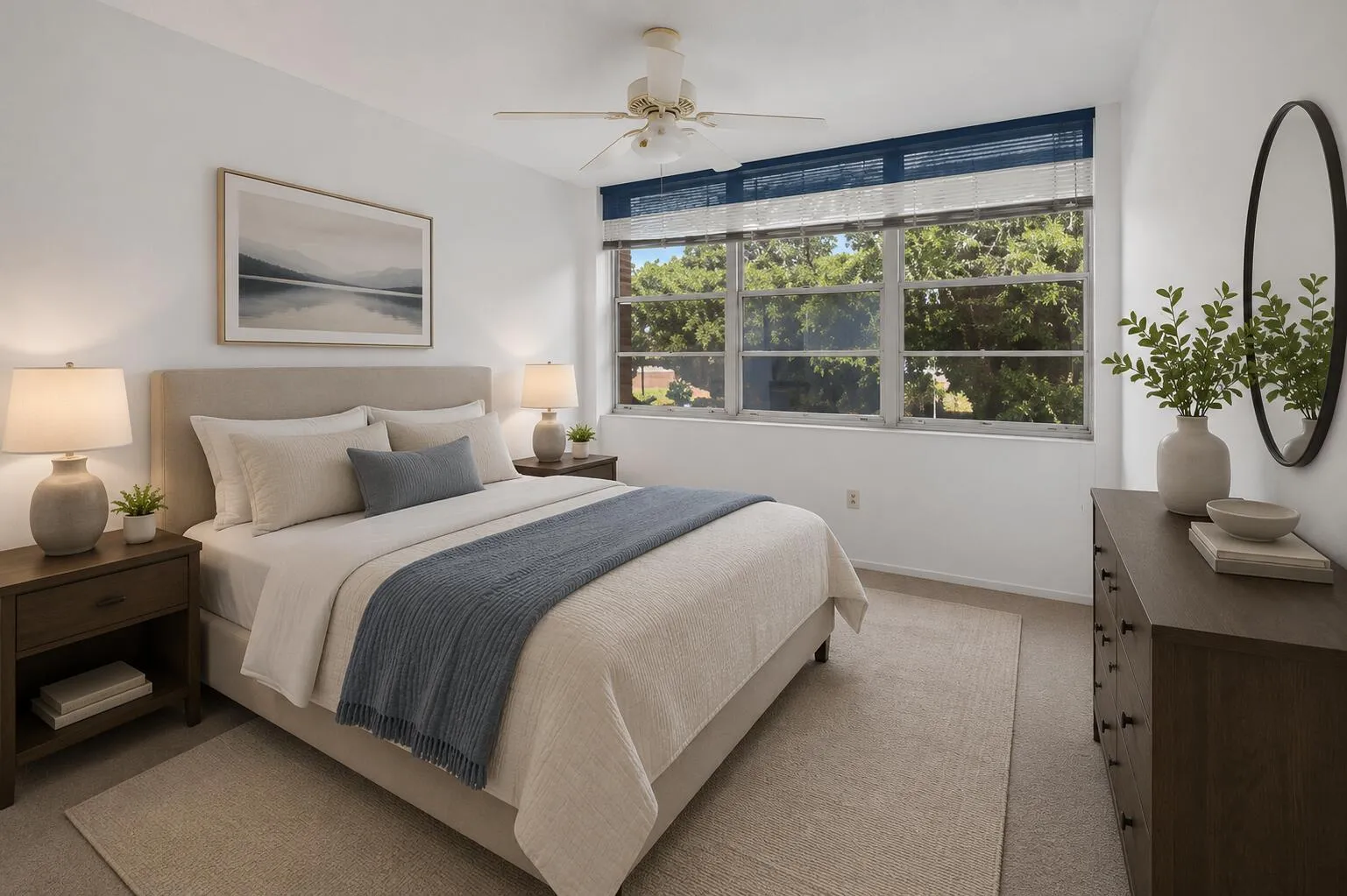 Virtually staged guest bedroom- a perfect space for those Winter visitors!