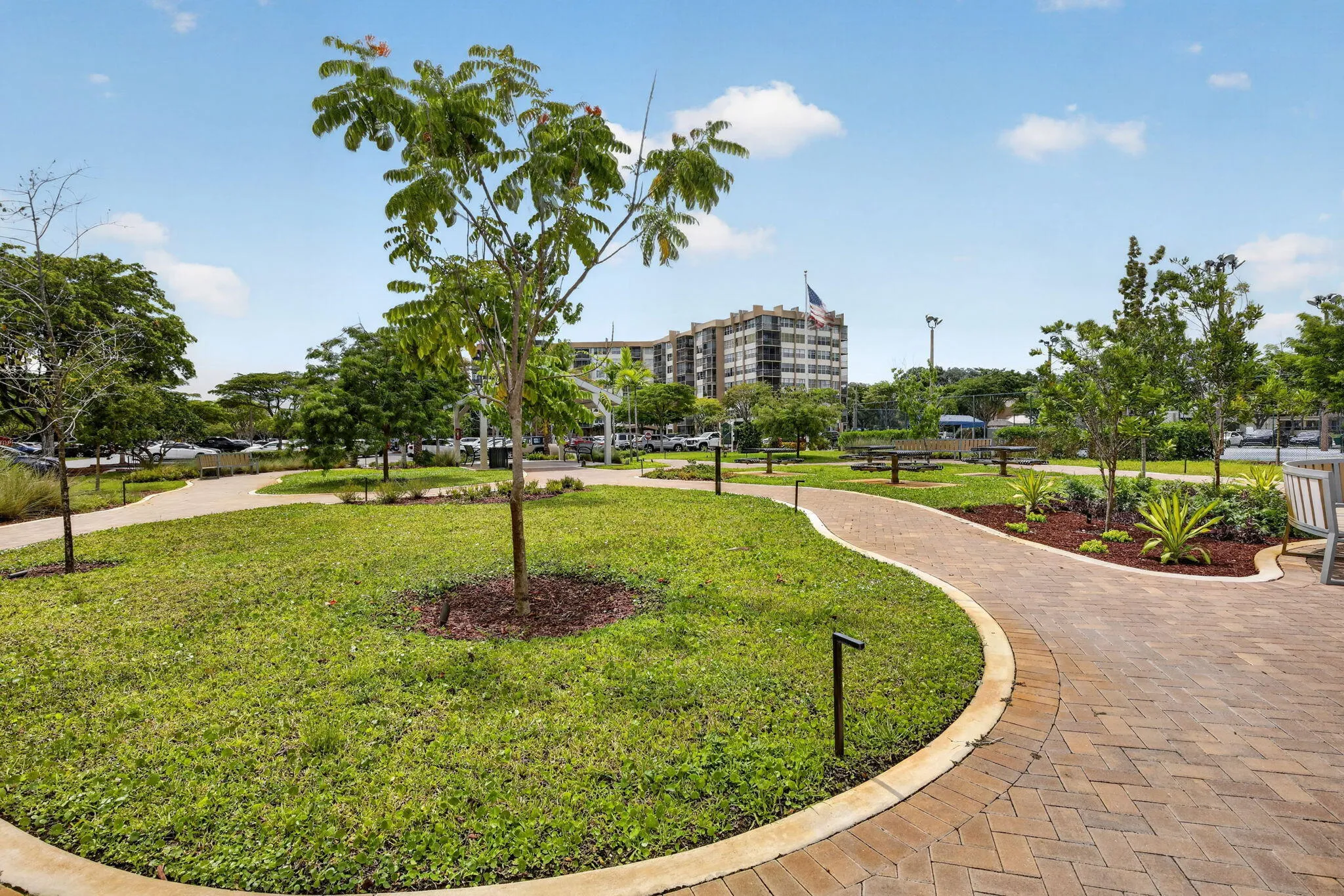 Beautiful walking paths surrounding picnic areas and new landscaping!