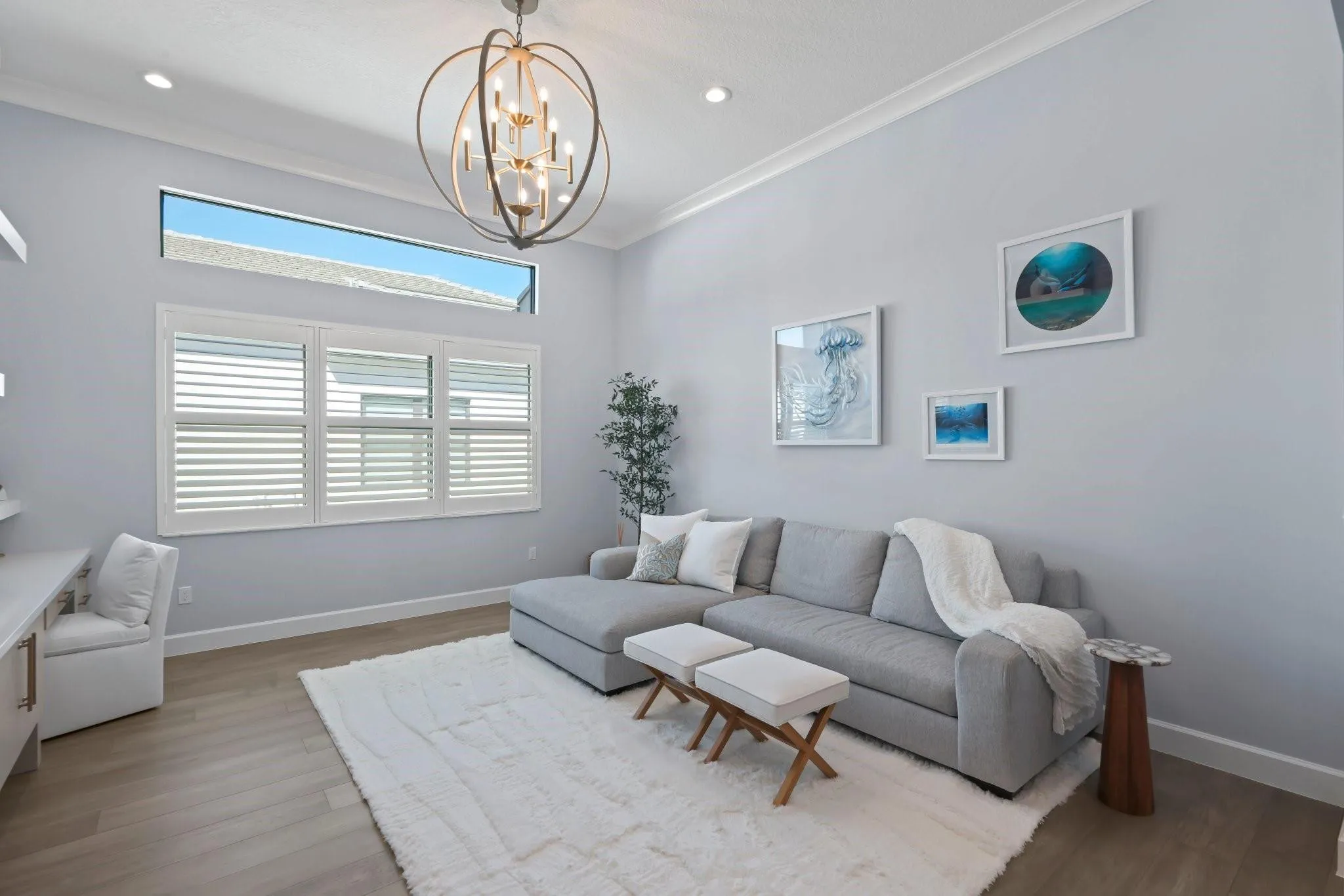 Plantation shutters throughout