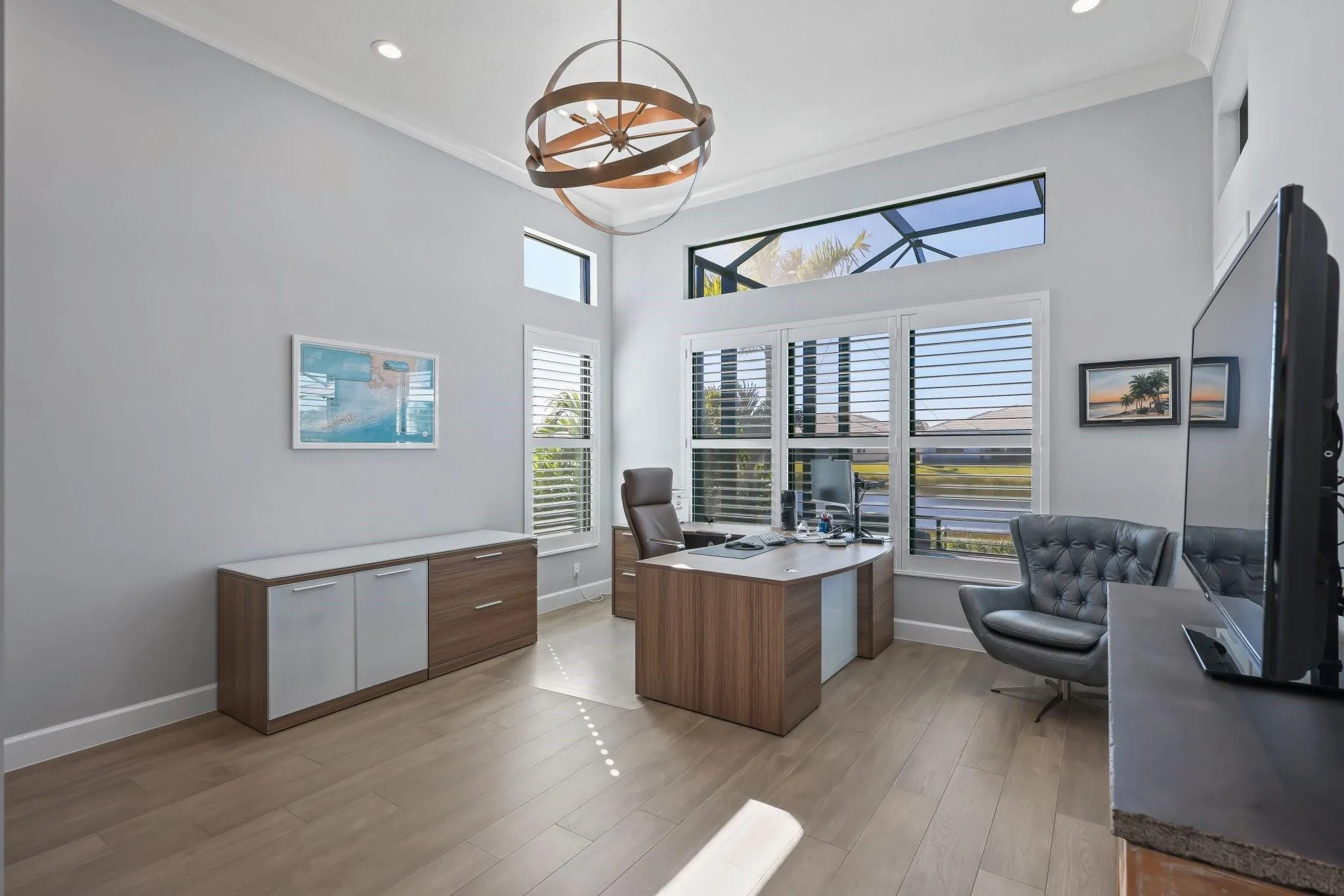 Office with lake view