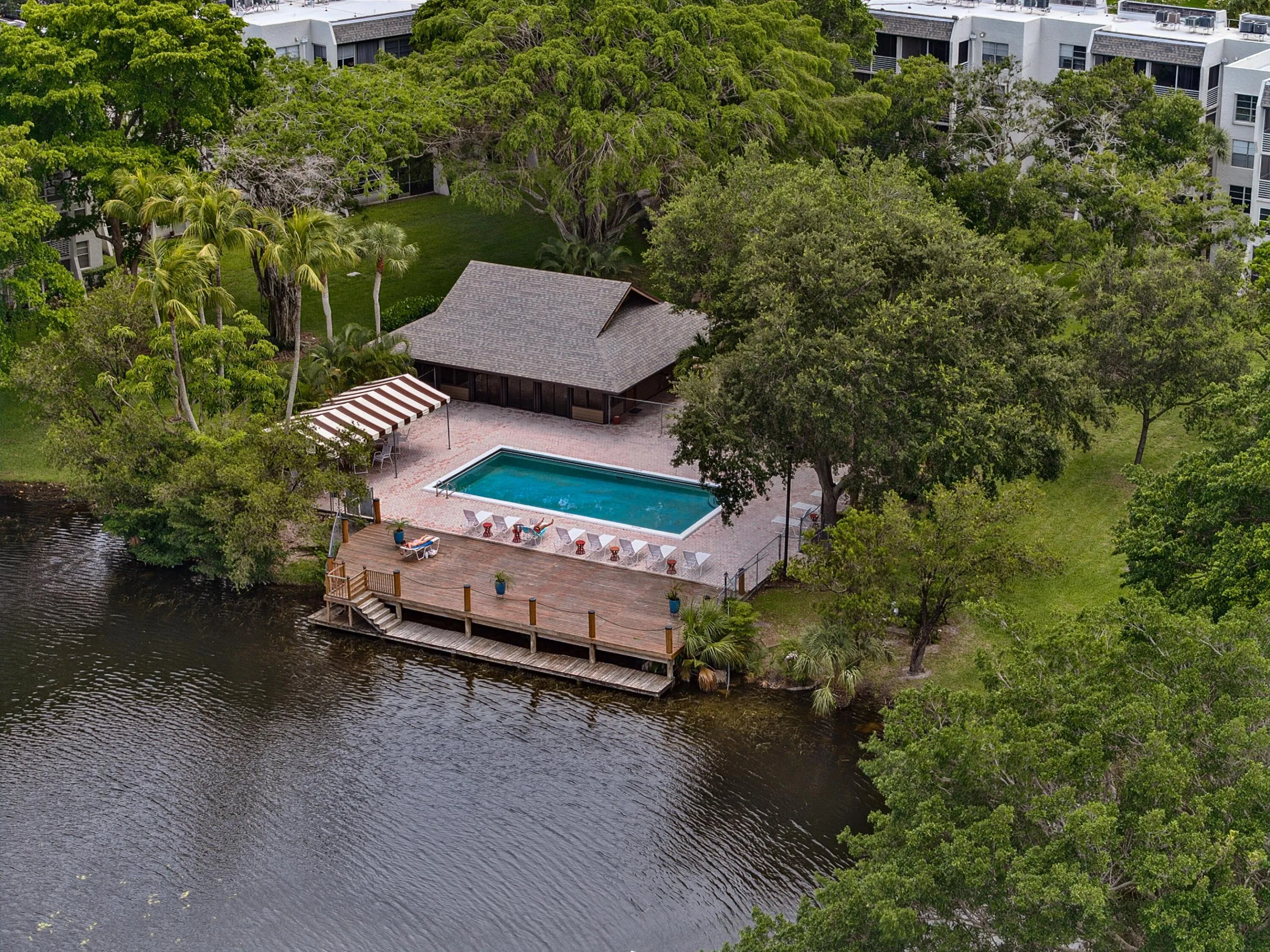 Pool offers sun and shade