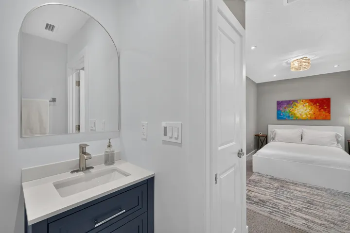 Primary bedroom with attached full bathroom.