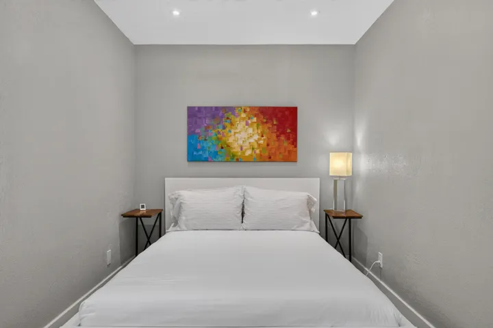 Primary bedroom with attached bathroom.