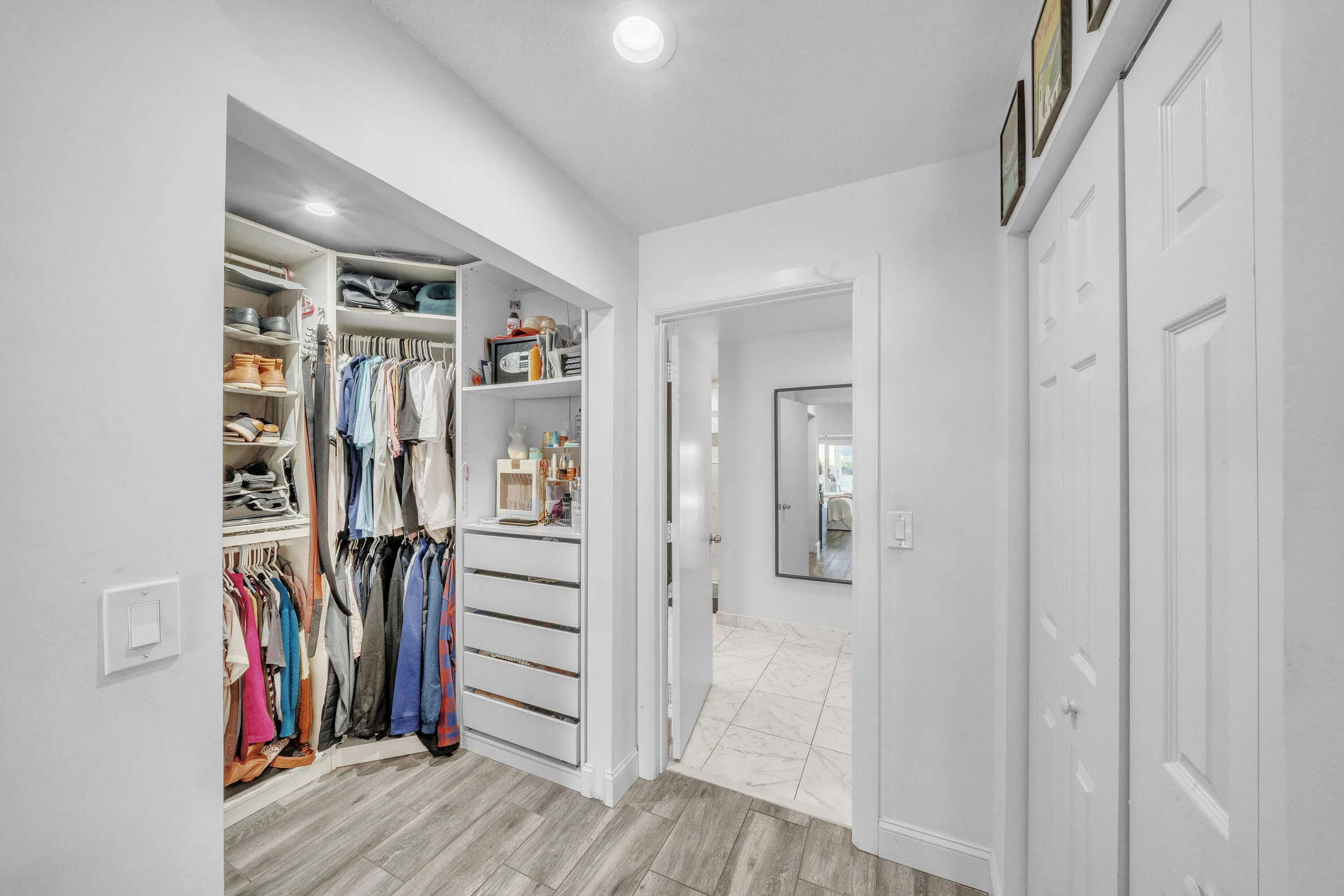 Walk-In Closet with Custom Shelving