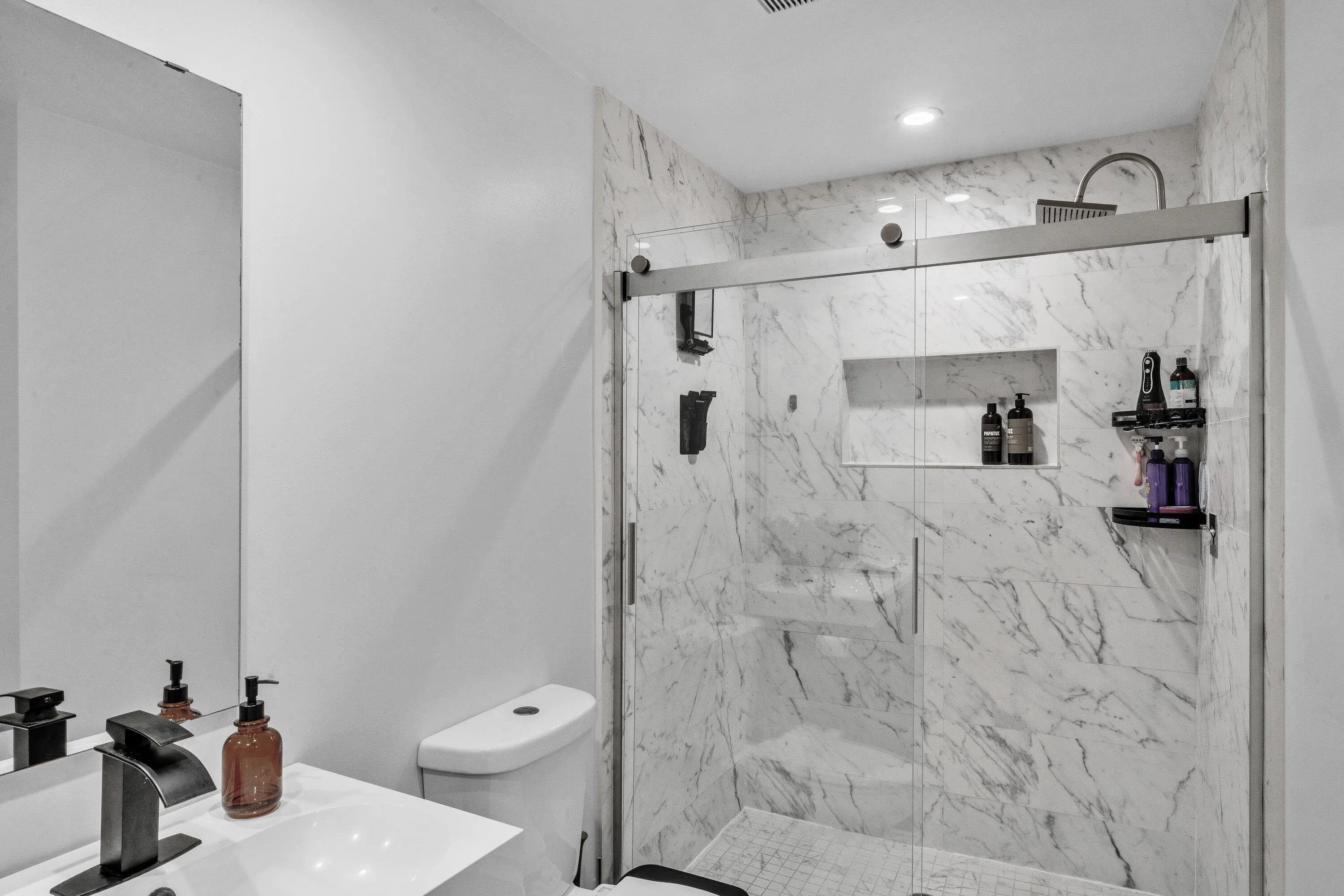 Large Walk-In Shower with Glass Enclosure