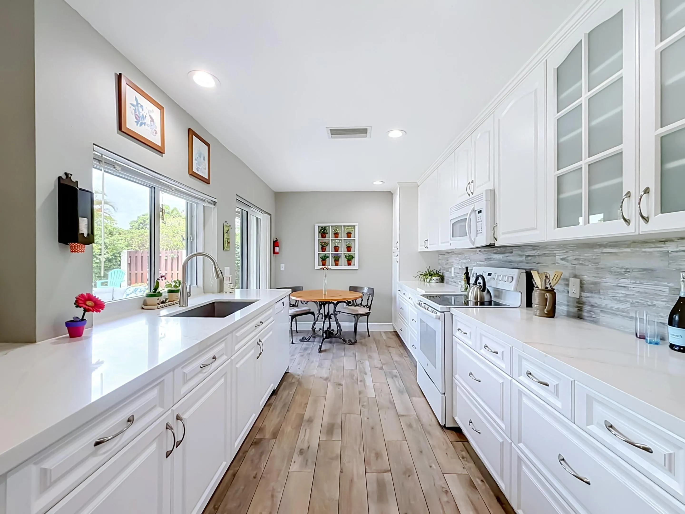 Kitchen with newer quartz countertops