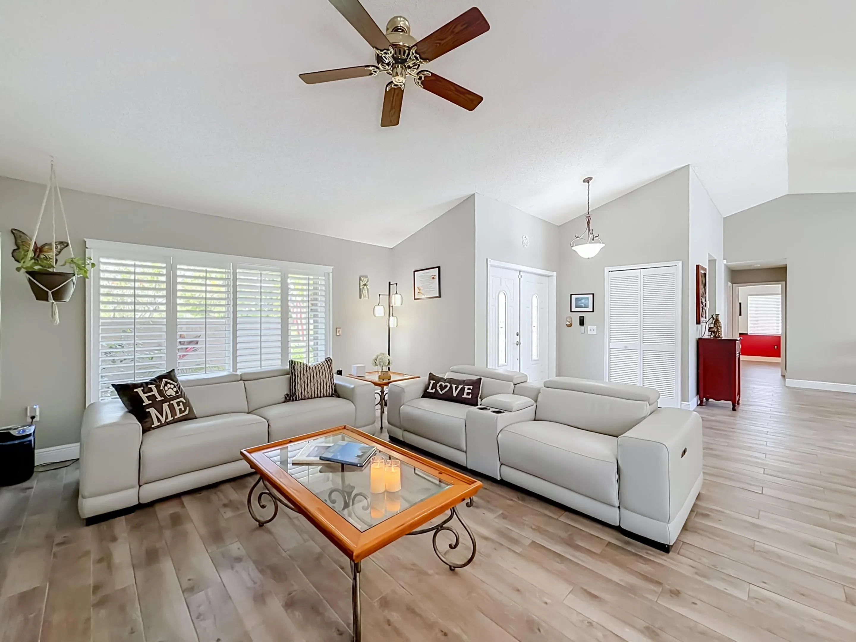 Family/Living room, with view of front door, foyer and hallway to 2 ways split