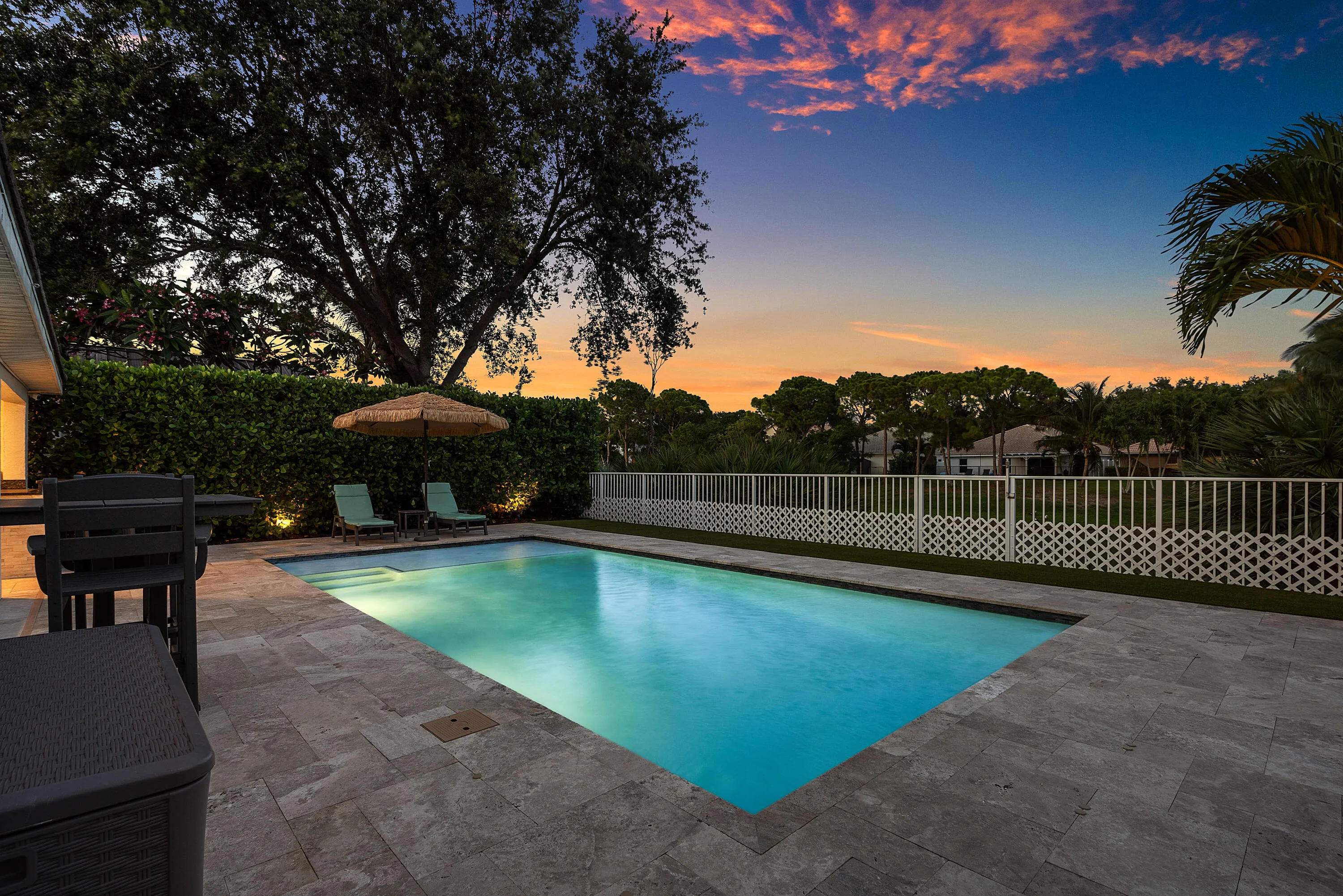 Salt chlorinated pool with lake views